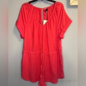 NWT Coral Linen Tie Waist Romper Universal Thread Medium